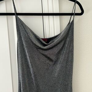 Kenzo Metallic Gray Cowl Neck Dress